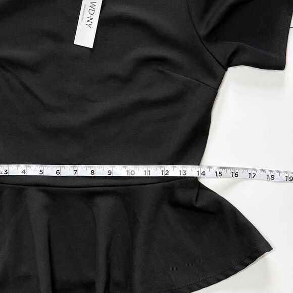 NWT WDNY Peplum Slim Fit Flattering Shaping Short Sleeve Back Zip Blouse Top M - Picture 11 of 12